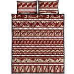 Red And Beige Southwestern Pattern Print Quilt Bed Set