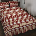 Red And Beige Southwestern Pattern Print Quilt Bed Set