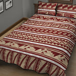 Red And Beige Southwestern Pattern Print Quilt Bed Set