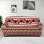 Red And Beige Southwestern Pattern Print Sofa Cover