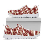 Red And Beige Southwestern Pattern Print White Sneakers