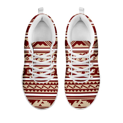 Red And Beige Southwestern Pattern Print White Sneakers