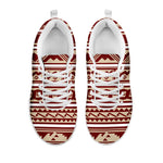 Red And Beige Southwestern Pattern Print White Sneakers
