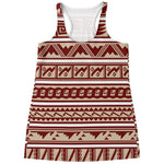 Red And Beige Southwestern Pattern Print Women's Racerback Tank Top
