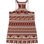 Red And Beige Southwestern Pattern Print Women's Racerback Tank Top