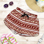 Red And Beige Southwestern Pattern Print Women's Shorts