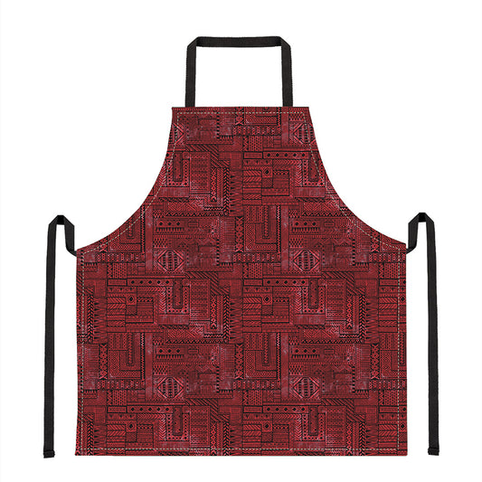 Red And Black African Ethnic Print Apron