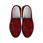 Red And Black African Ethnic Print Black Slip On Shoes