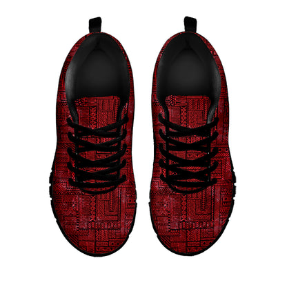 Red And Black African Ethnic Print Black Sneakers
