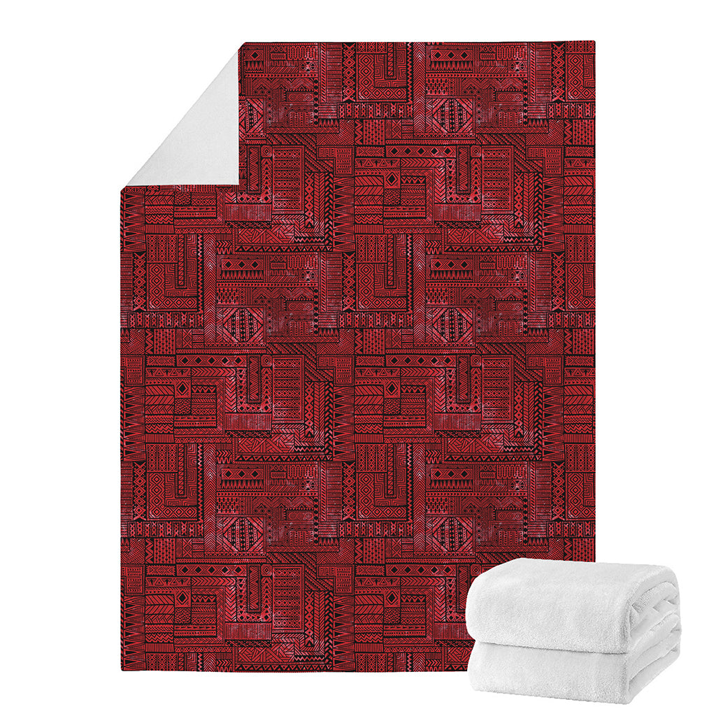 Red And Black African Ethnic Print Blanket