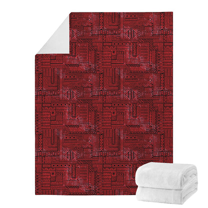 Red And Black African Ethnic Print Blanket