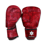Red And Black African Ethnic Print Boxing Gloves
