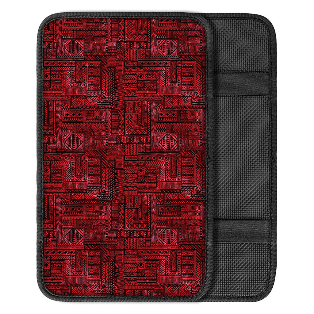Red And Black African Ethnic Print Car Center Console Cover