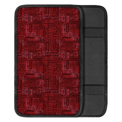 Red And Black African Ethnic Print Car Center Console Cover