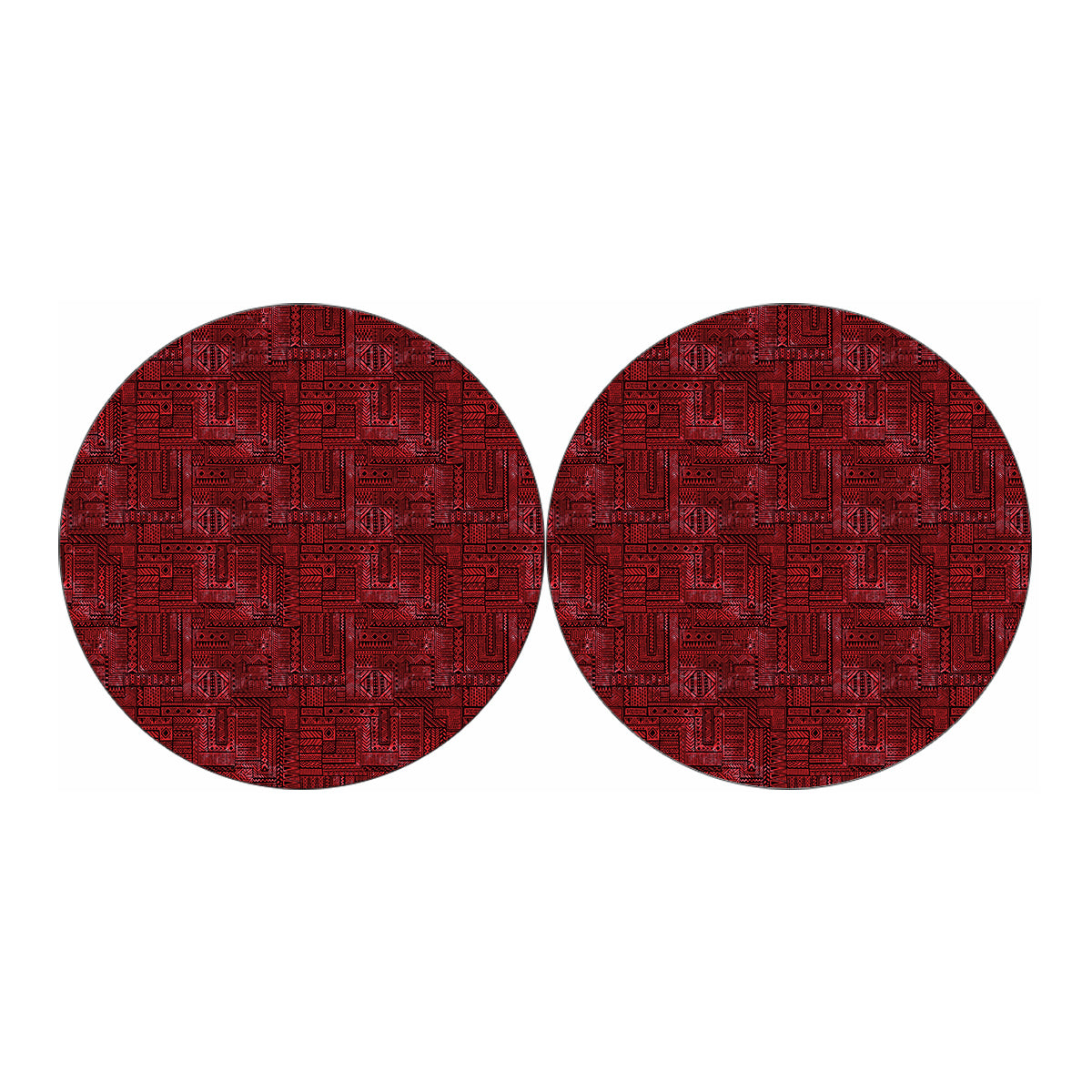 Red And Black African Ethnic Print Car Coasters