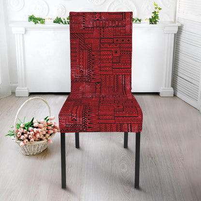 Red And Black African Ethnic Print Dining Chair Slipcover