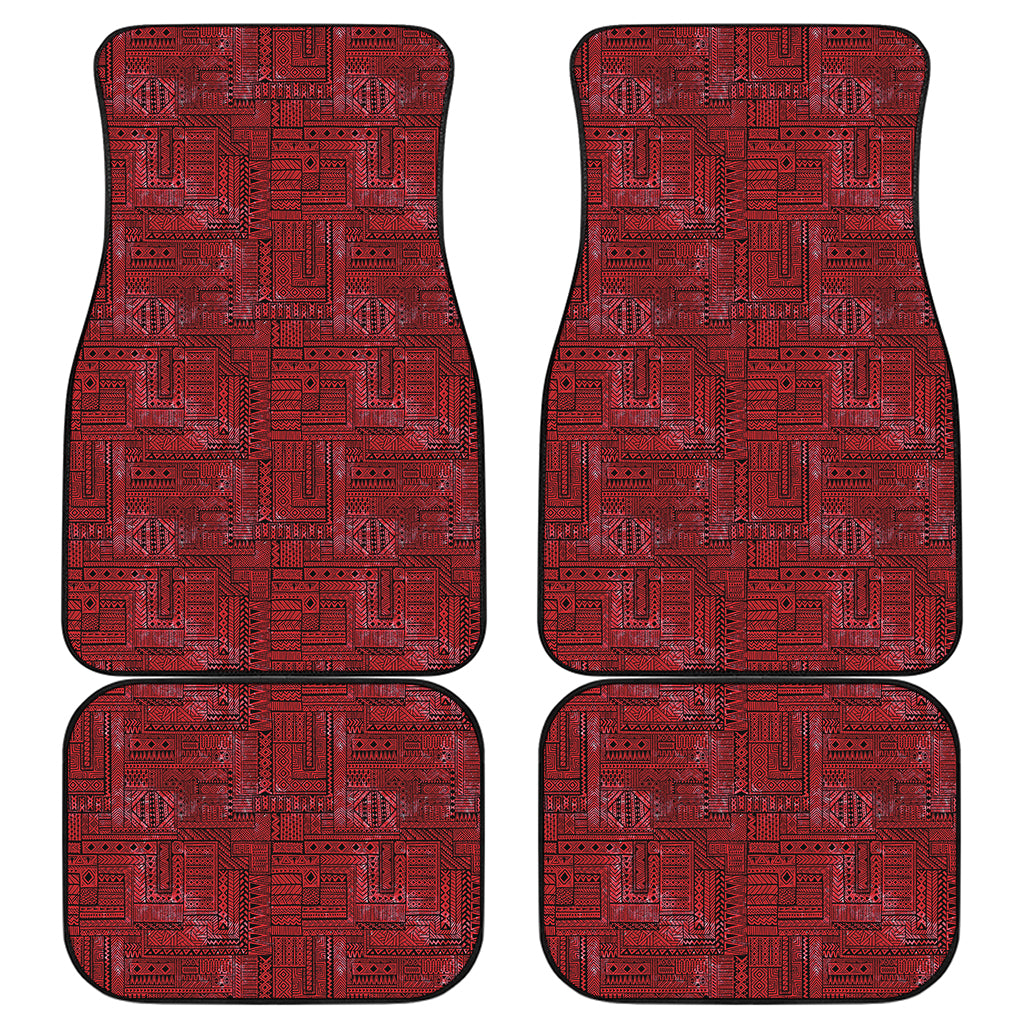 Red And Black African Ethnic Print Front and Back Car Floor Mats