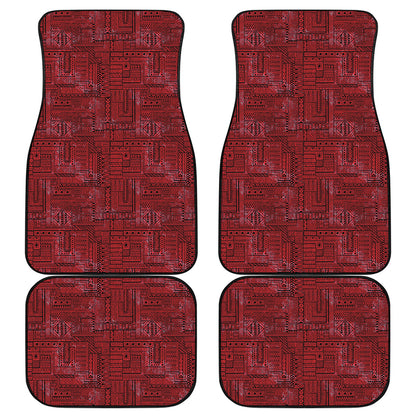 Red And Black African Ethnic Print Front and Back Car Floor Mats
