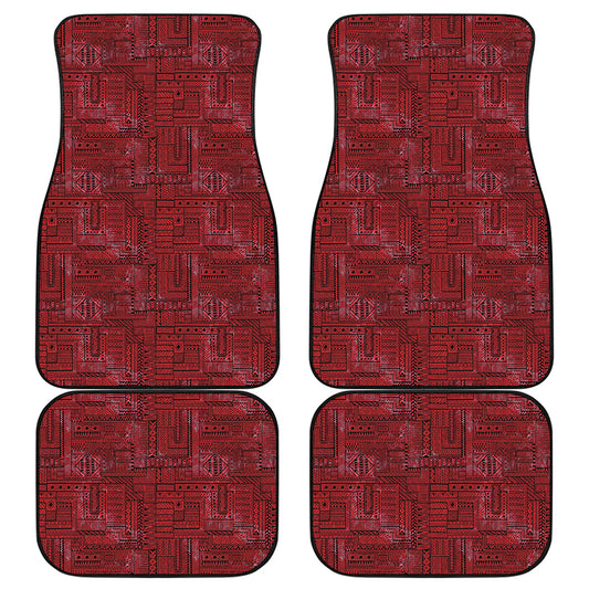 Red And Black African Ethnic Print Front and Back Car Floor Mats
