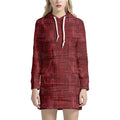 Red And Black African Ethnic Print Pullover Hoodie Dress