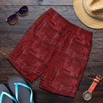 Red And Black African Ethnic Print Men's Shorts