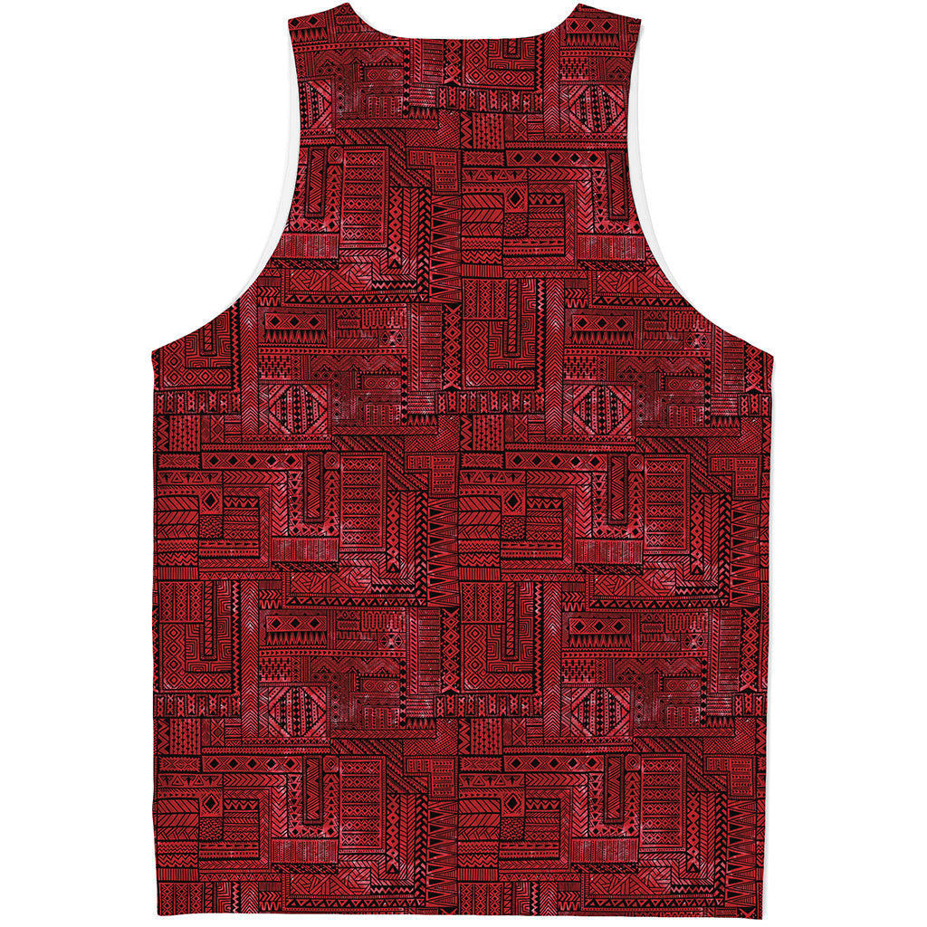 Red And Black African Ethnic Print Men's Tank Top