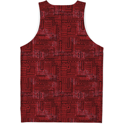 Red And Black African Ethnic Print Men's Tank Top