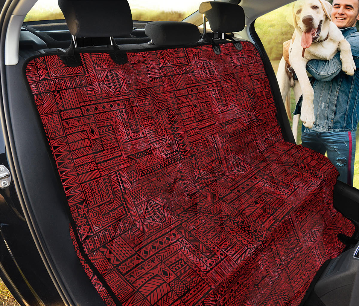 Red And Black African Ethnic Print Pet Car Back Seat Cover