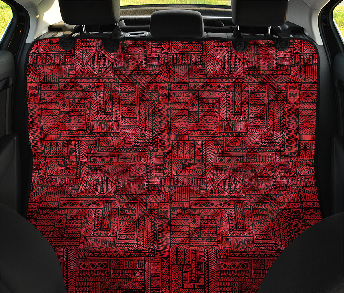 Red And Black African Ethnic Print Pet Car Back Seat Cover