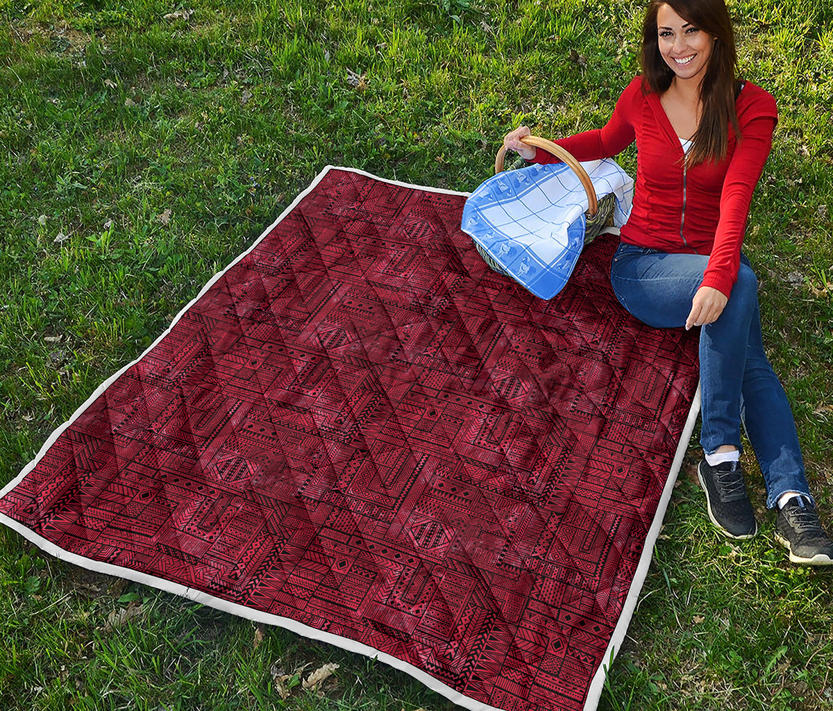 Red And Black African Ethnic Print Quilt