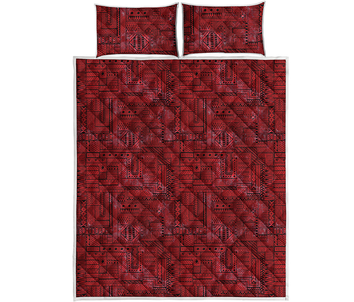 Red And Black African Ethnic Print Quilt Bed Set
