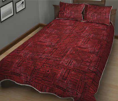Red And Black African Ethnic Print Quilt Bed Set