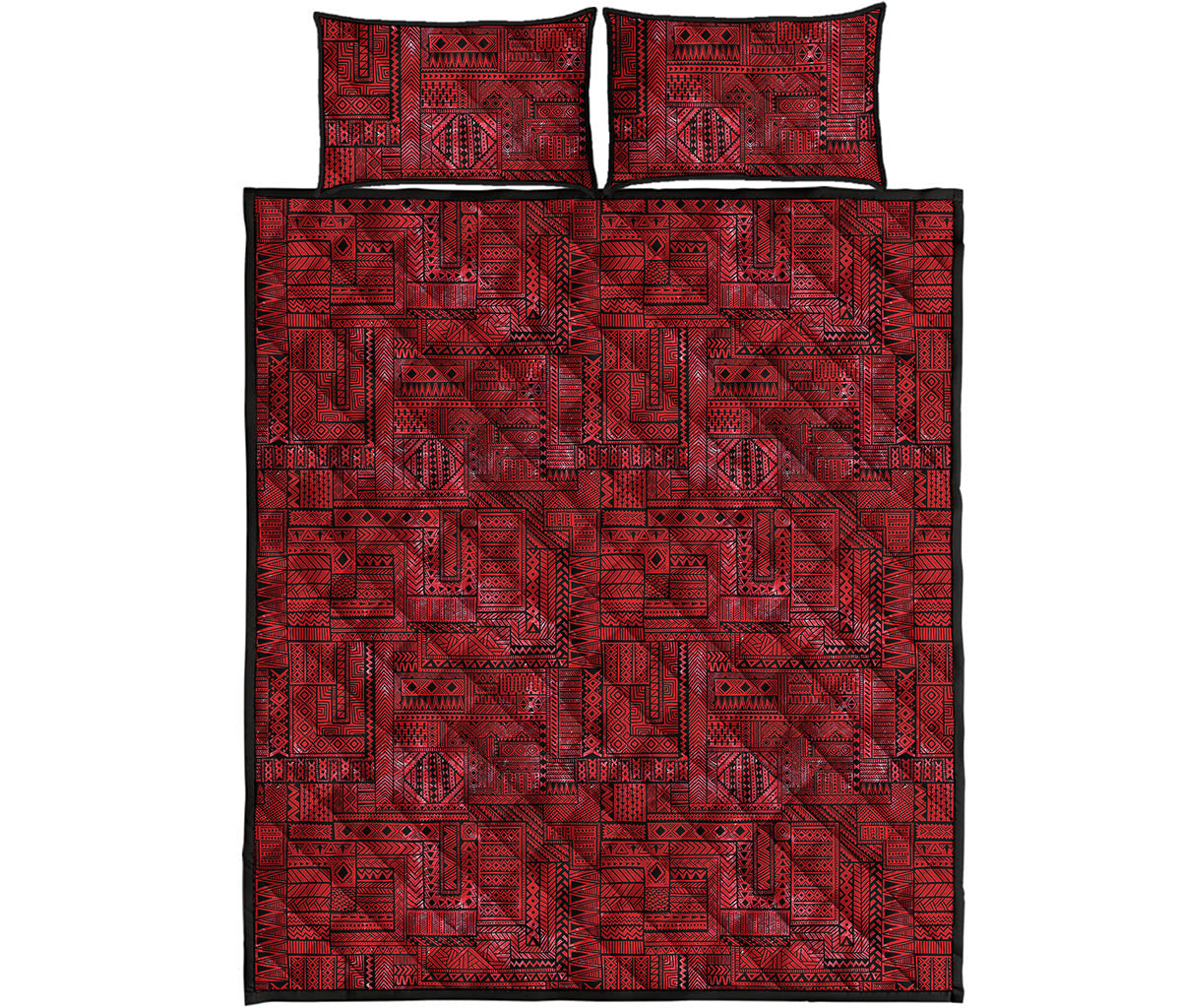 Red And Black African Ethnic Print Quilt Bed Set