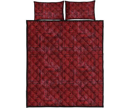 Red And Black African Ethnic Print Quilt Bed Set