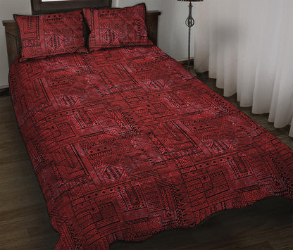 Red And Black African Ethnic Print Quilt Bed Set