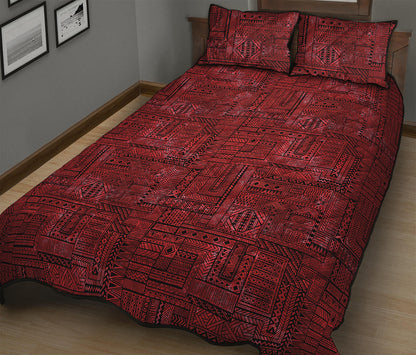 Red And Black African Ethnic Print Quilt Bed Set