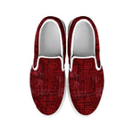 Red And Black African Ethnic Print White Slip On Shoes