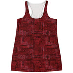 Red And Black African Ethnic Print Women's Racerback Tank Top