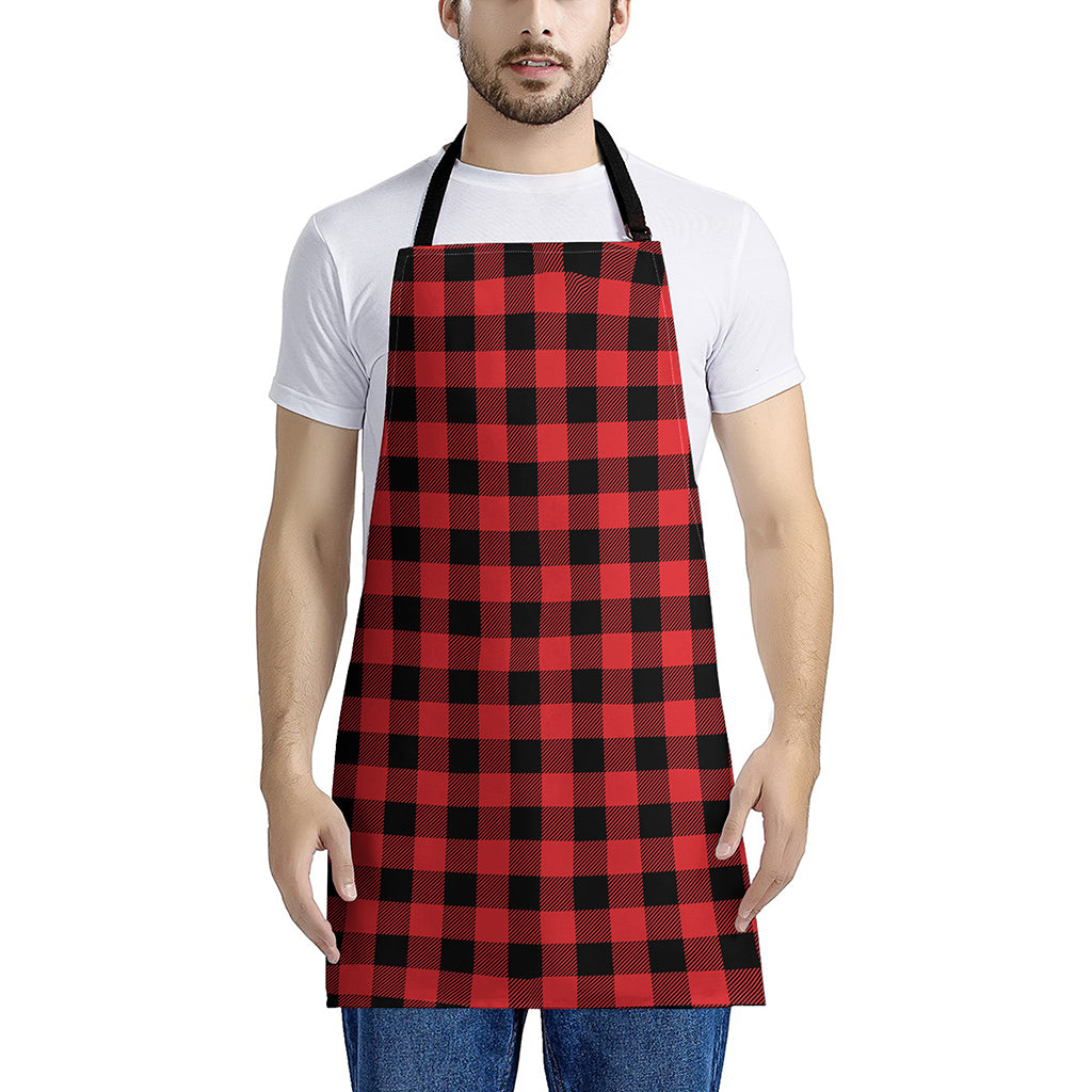 Red And Black Buffalo Check Print Apron