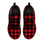 Red And Black Buffalo Check Print Black Sneakers