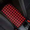 Red And Black Buffalo Check Print Car Center Console Cover