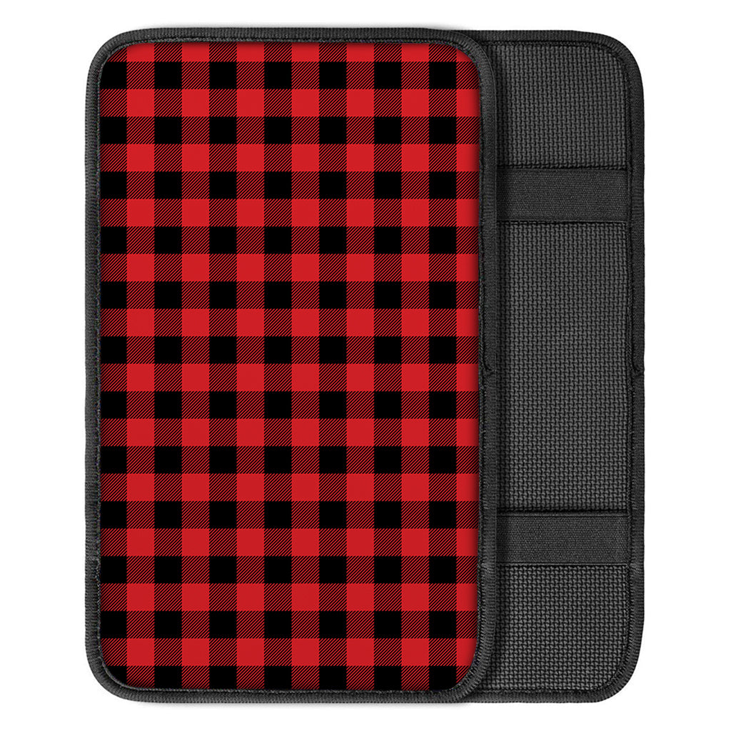 Red And Black Buffalo Check Print Car Center Console Cover