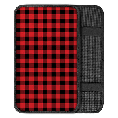 Red And Black Buffalo Check Print Car Center Console Cover
