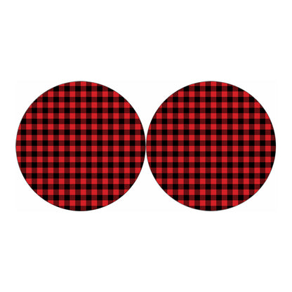Red And Black Buffalo Check Print Car Coasters