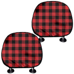 Red And Black Buffalo Check Print Car Headrest Covers