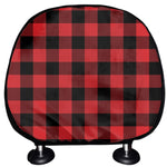 Red And Black Buffalo Check Print Car Headrest Covers