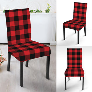 Red And Black Buffalo Check Print Dining Chair Slipcover