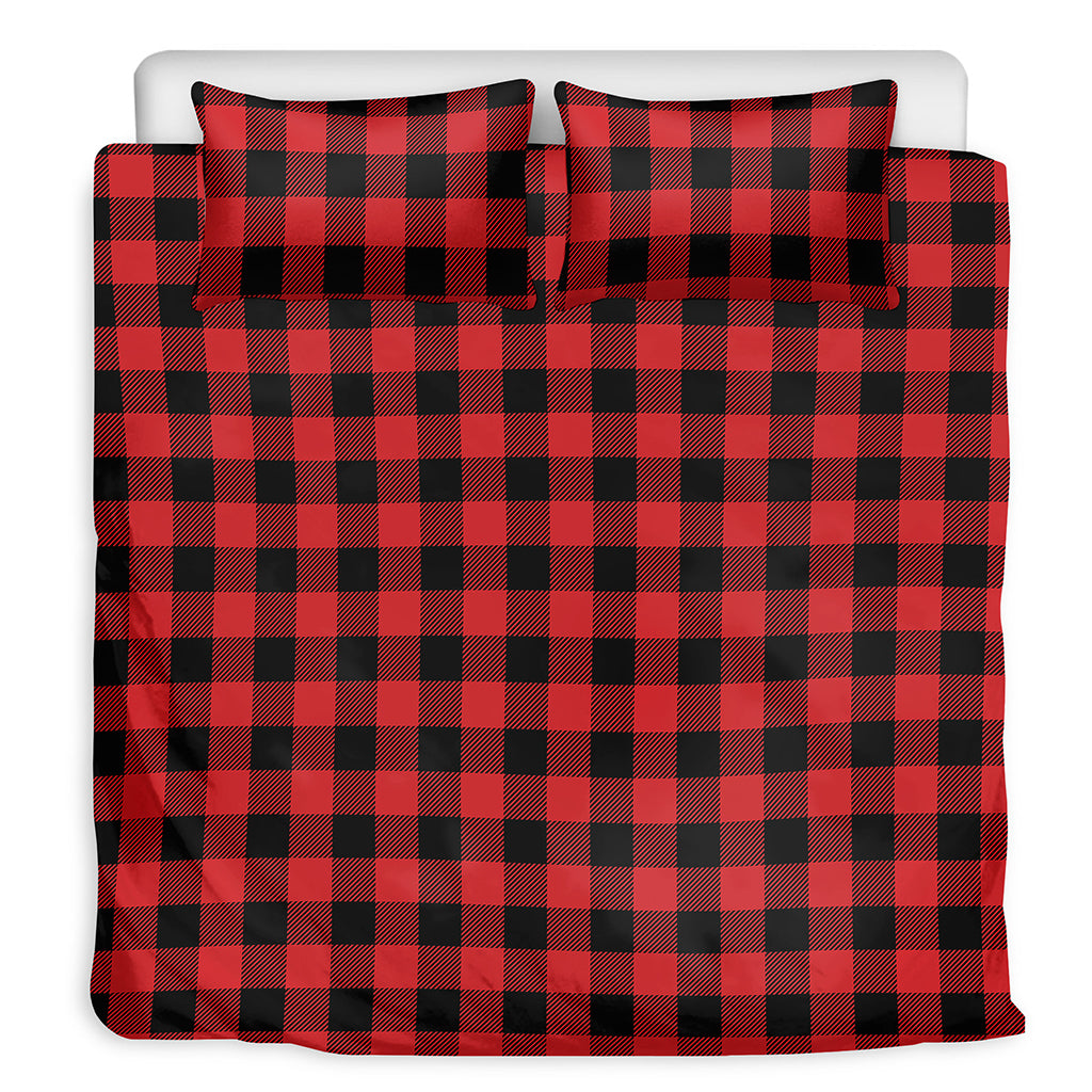 Red And Black Buffalo Check Print Duvet Cover Bedding Set