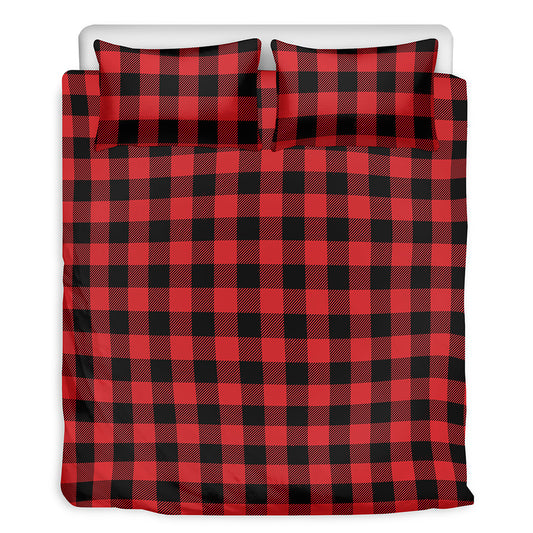 Red And Black Buffalo Check Print Duvet Cover Bedding Set