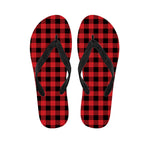 Red And Black Buffalo Check Print Flip Flops